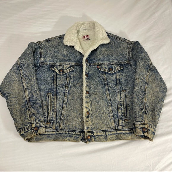 Levi's Other - Vintage Levis Trucker Sherpa Acid Wash Jacket Lg